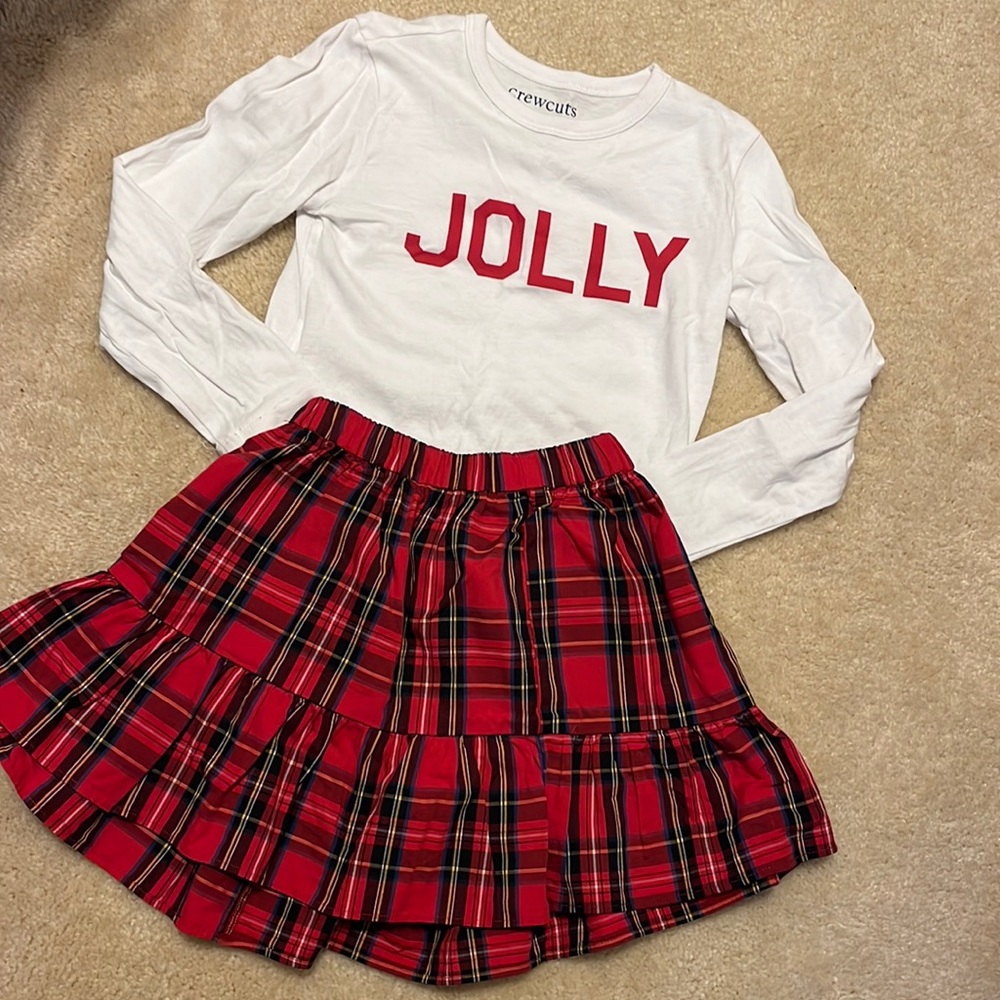 Crewcuts Jolly long sleeve and Plaid skirt 4-5